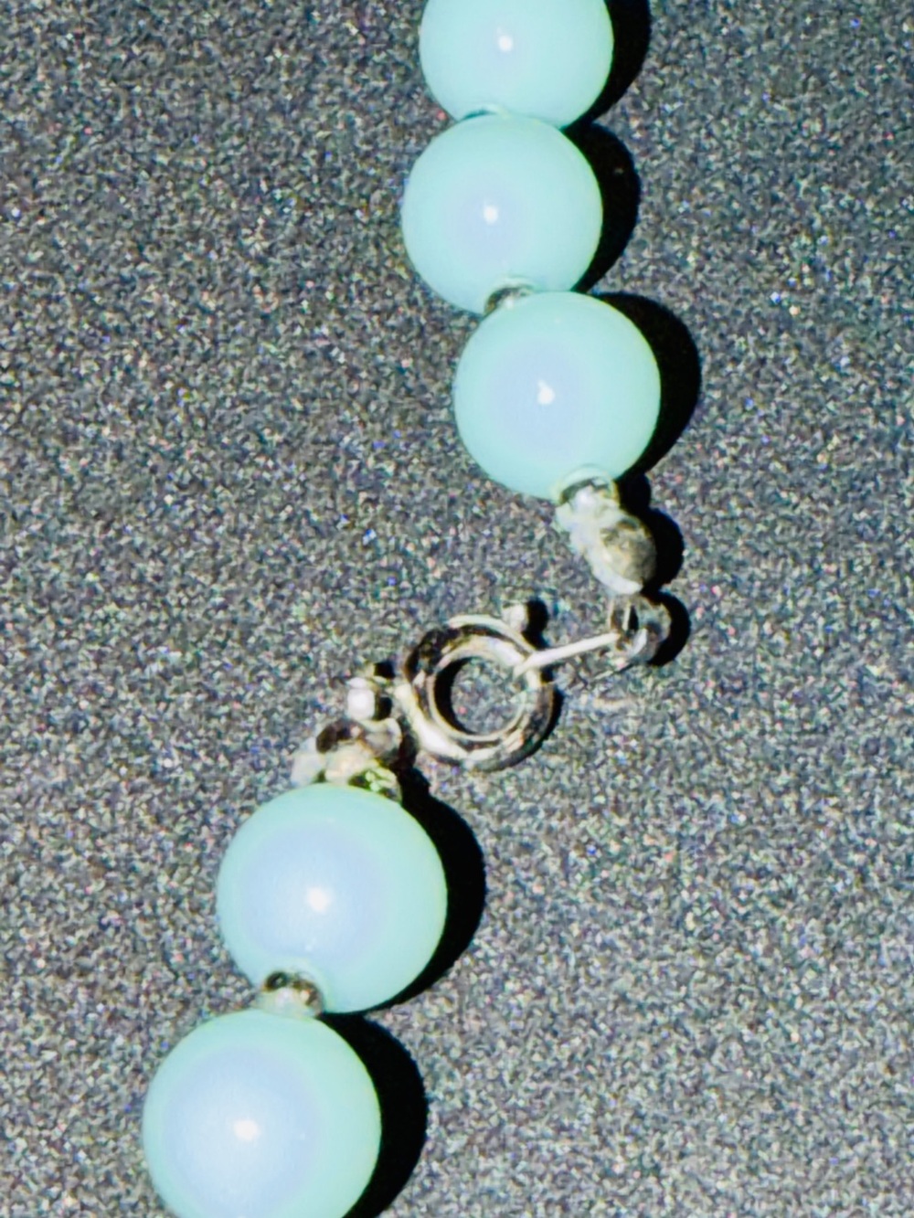 Vintage Aqua Beaded Necklace Silver Tone Teardrops 28” Statement Jewelry - Picture 4 of 5